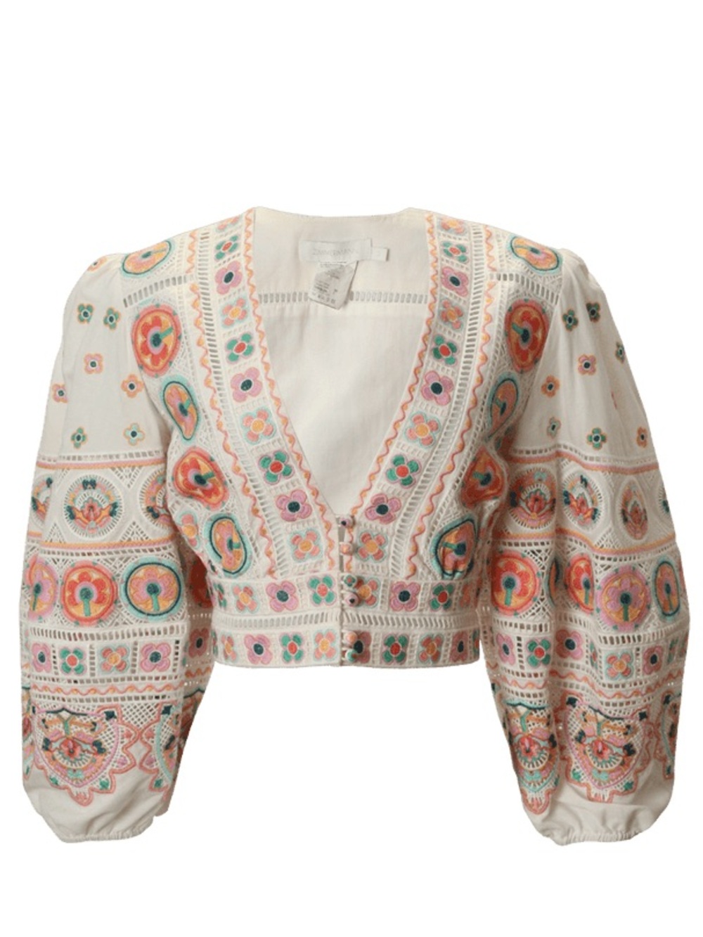 Zimmermann Brighton Embroidered Cotton Crop Top 0